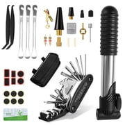 Oziral 34Pcs Bike Repair Kit with 120PSI Portable Pump, 16-in-1 Bicycle Multitool & Tire Patch Kit, Includes Saddle Bag for Mountain and Road Bikes