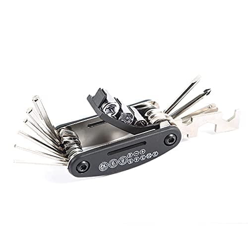 Bike Repair Mini Tool Kits Multifunction Bicycle Mini Fix Tools Bag with Tire Patch Levers (Black Mini)