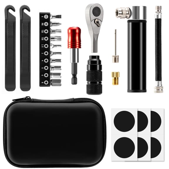 Bike Repair Tool Kit With Mini Pump & 10ic Bits - Alloy Multitool For Bicycle Mtb Road Cycling Portable Multifunction Set Include Tire Inflator Presta/schrader Valves