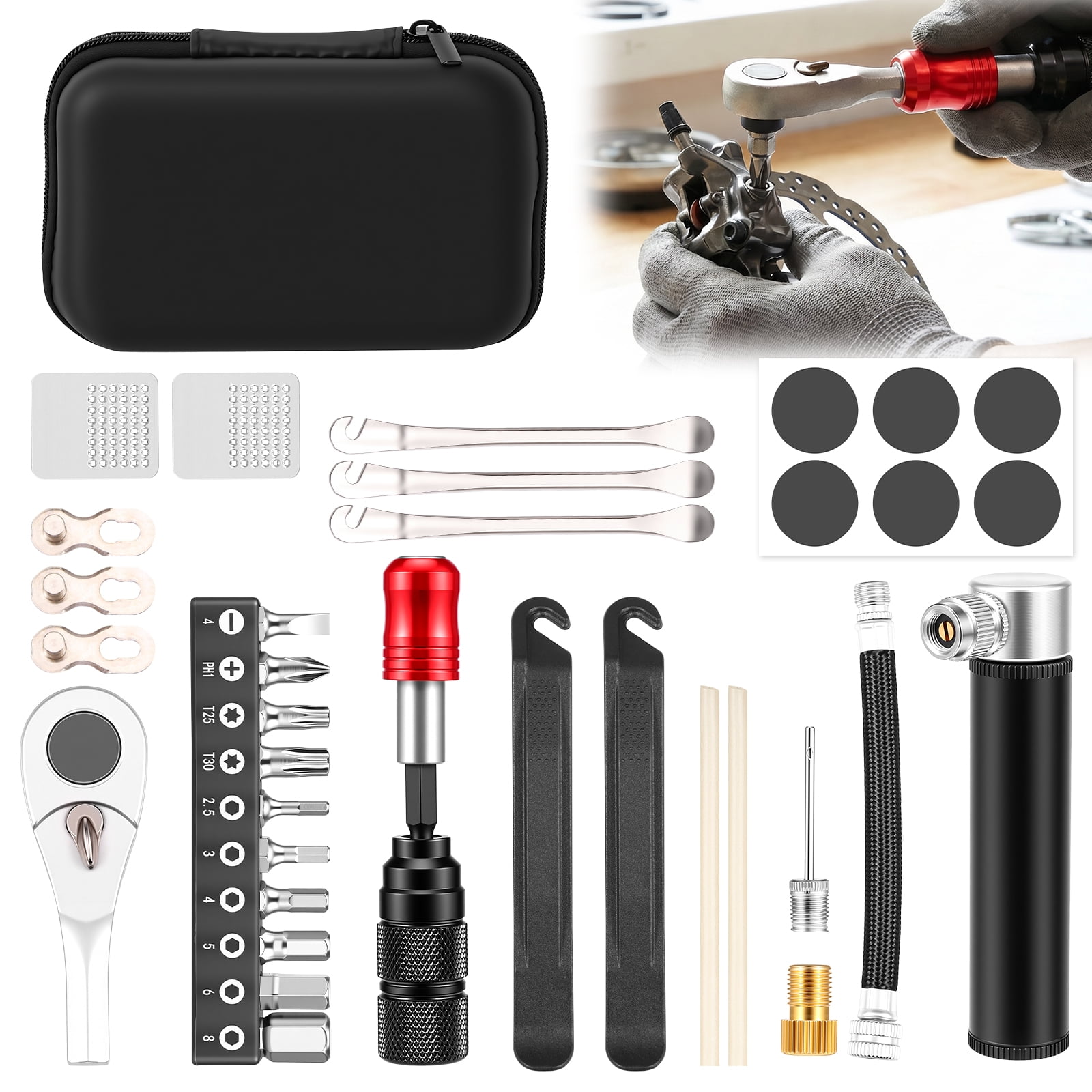 Bike Repair Tool Kit with 10 S2 Steel Bit Multitool for Bicycle MTB Road Cycling Portable Multifunction Tool Set in One Safety Kit
