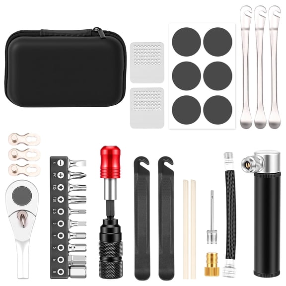 Bike Repair Tool Kit with Tire Pump,21Pcs Bike Tire Repair Tool Kit,All in One Bicycle Tire Patch Kit for Mountain Bike and Road Bike Used for Mountain,Road Bike