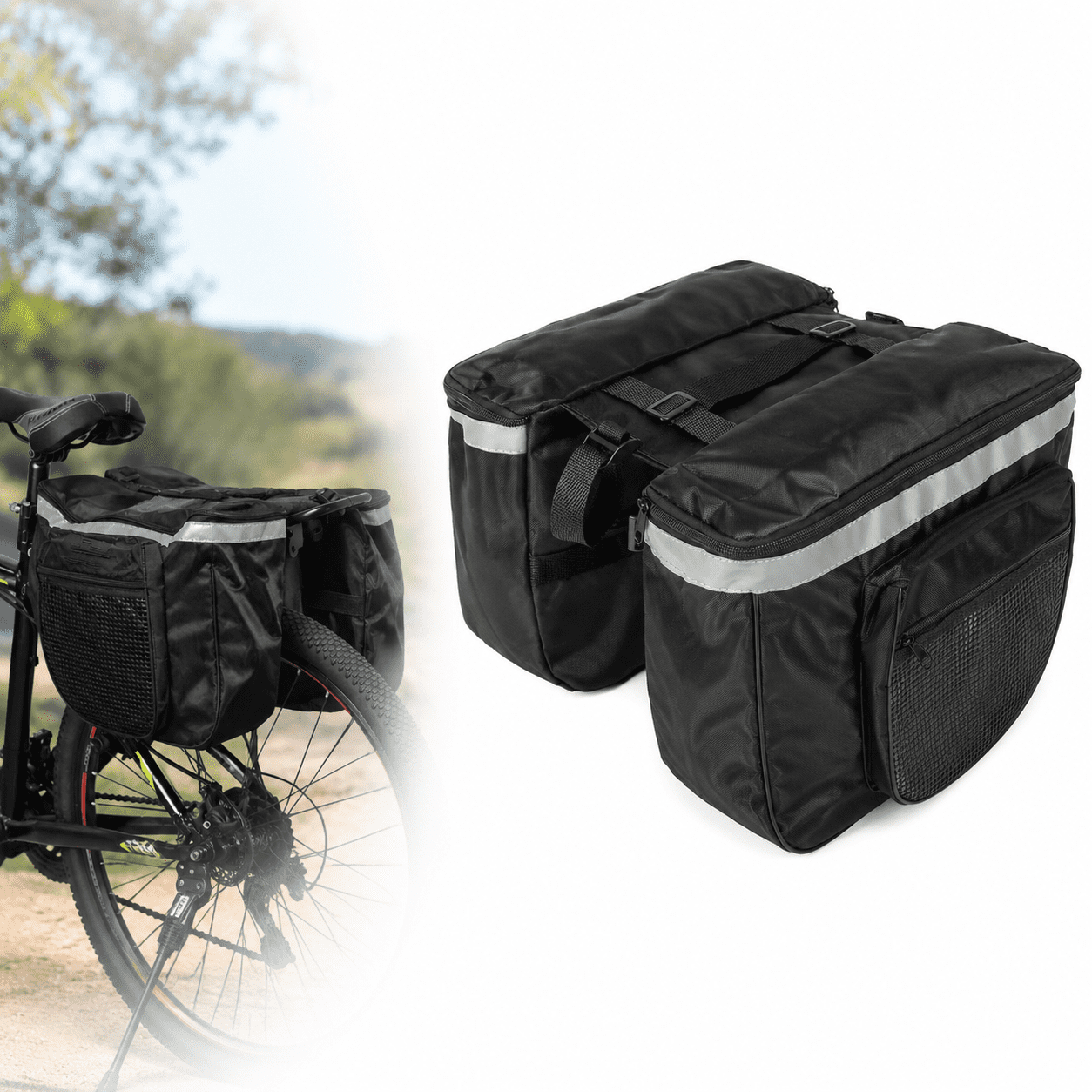 Bike Saddle Bag,Bike Bags for Bicycles Rear Rack,Bicycle Accessories,Bike Rack Bag,Bike Storage Bag,25L Waterproof Reflective Cycling Rear Seat Trunk Storage Pouch