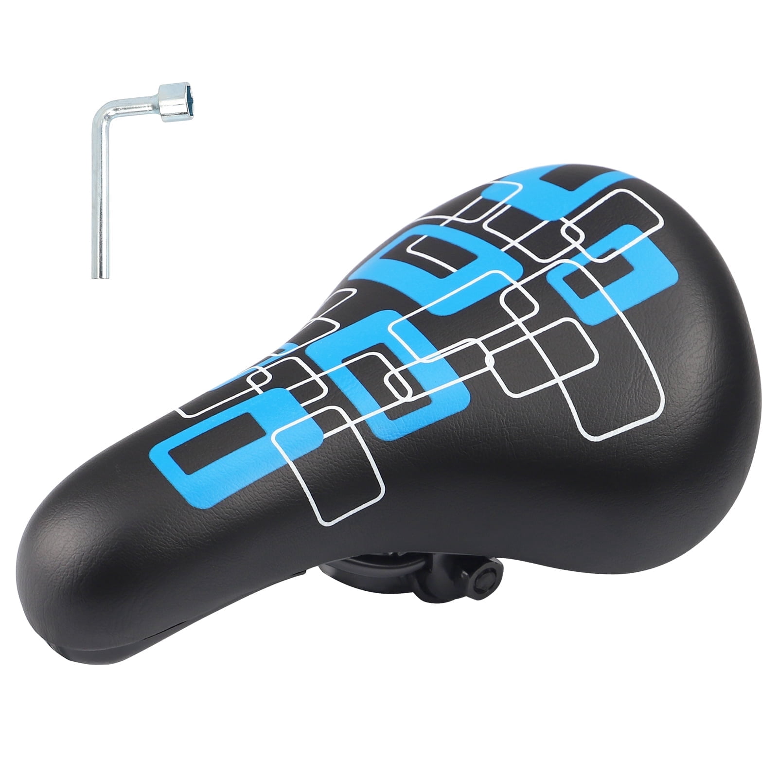 Meghna Bike Saddle Replacement Waterproof PU Leather Mini Bike Seat Black Blue for 14-24 inch Bike
