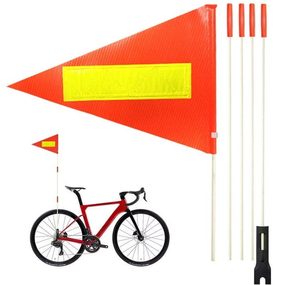Bike Safety Flag 6 Ft Heavy Duty Fiberglass Pole, Polyester, Full Color, Tea...