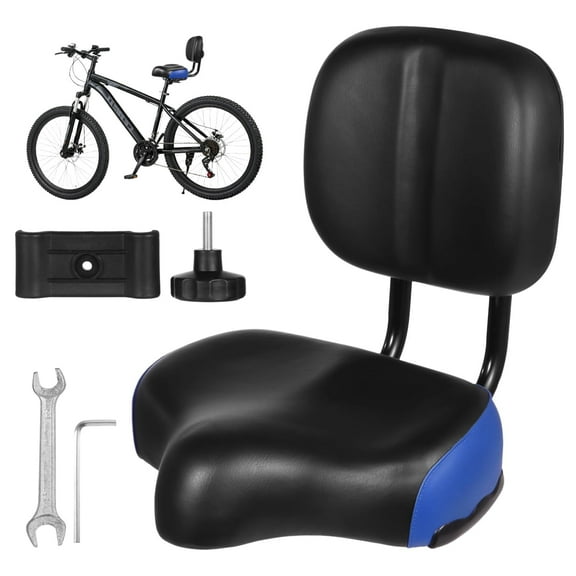 Bike Seat with Backrest, Oversized Bicycle Saddle with Back Support,Extra-Large Bicycle Seat with Padded PU Cushion Saddle Fit for Tricycle Mountain E-Bike, Height Adjustable