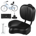 thumbnail image 1 of Bike Seat with Backrest, Oversized Bicycle Saddle with Back Support, Wide Bike Padded PU Cushion Saddle, Universal Saddle Replacement for Tricycle, Height Adjustable, Black, 1 of 6