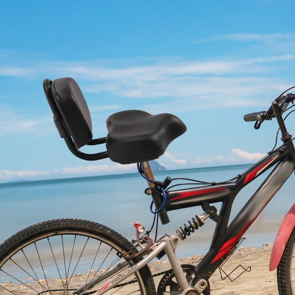 Bike Seat with Backrest, Oversized Comfortable Bicycle Seat with Lumbar Support, Ergonomic Wide Saddle for Adults, Replacement for Cruiser, Tricycle, Exercise Bike, Gel Cushion for Pain Relief