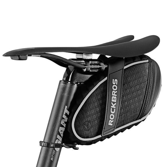 Bike Seat Bag Under Saddle, 3D Hard Shell Waterproof Bicycle Tail Bag with Reflective Strips & Taillight Mount, 1L Quick Release Cycling Storage for Road MTB Commuter, Black