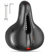 Bike Seat, Bike Seat Men Women Gel Seat Cushion for Bike, Comfortable Wide 9.8 x 7.9 x 3.5in Thickness Soft Bicycle Seat, Black Waterproof for City Mountain Bike MTB, with Installation Tools