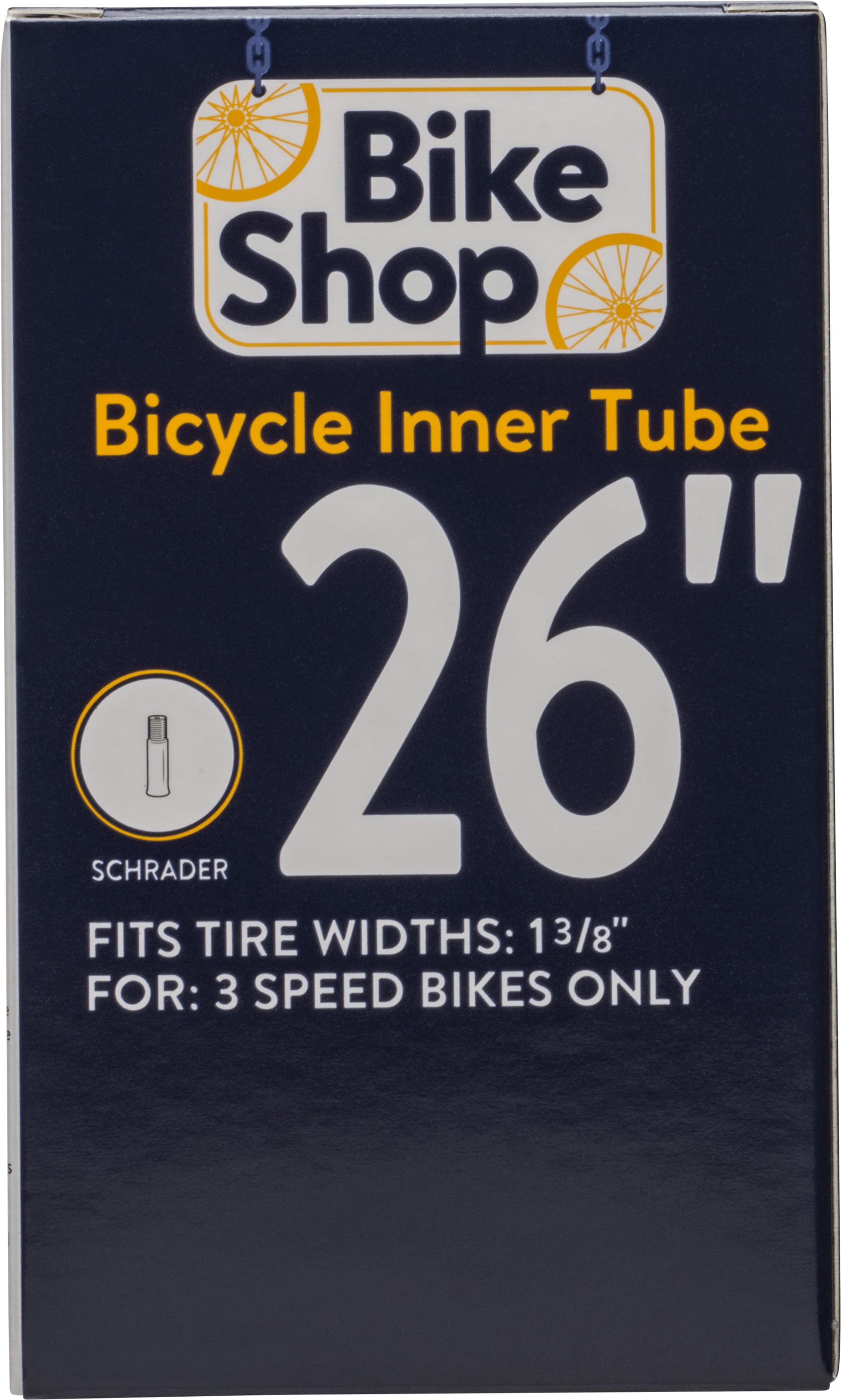 Bike Shop 26" Bicycle Inner Tube with Schrader Valve, Black