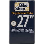 Bike Shop 27" Bicycle Inner Tube, Tire Widths 1-1/8-1-1/4" with Schrader Valve, Black