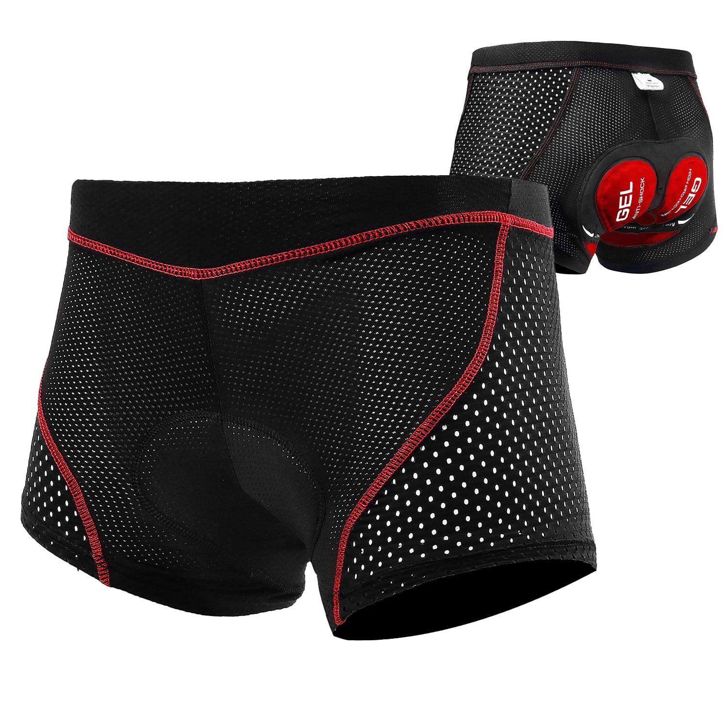 Bike Shorts for Men Gel 5D Padded Cycling Underwear Red Liner 2XL