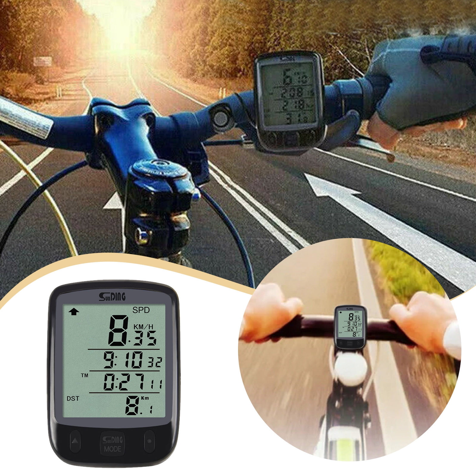 Bike Speedometer LCD Digital Wired Odometer Rear Bike Rack for Tire