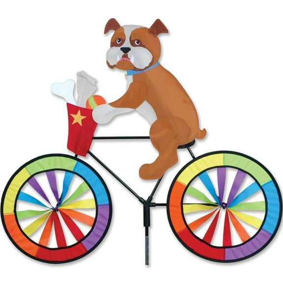 Bike Spinner Bulldog 30" Sturdy Canine Design, Weather-Resistant Outdoor Decor, Durable & Lightweight for Patios, Yards, and Gardens - Eye-Catching Wind Spinner with Rotating Wheels