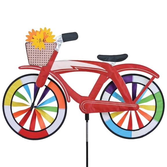 Bike Spinner Red Classic Cruiser 30" - Vintage Bicycle Design, Weather-Resistant Outdoor Decor, Durable & Lightweight for Patios, Yards, and Gardens - Eye-Catching Wind Spinner with Rotating Wheels C