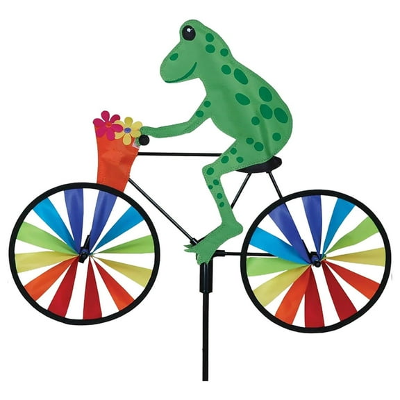 Bike Spinner Tree Frog 20" Tropical Amphibian Design, Weather-Resistant Outdoor Decor, Durable & Lightweight for Patios, Yards, and Gardens - Eye-Catching Wind Spinner with Rotating Wheels