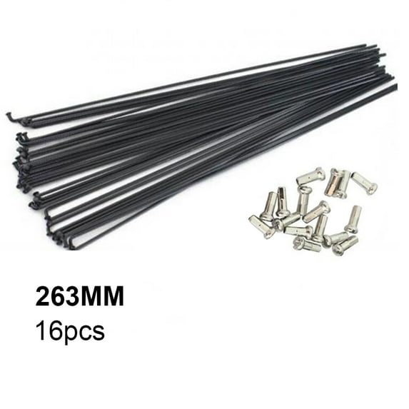 Bike Spoke, 16Pcs 251mm-269mm MTB Mountain Bicycle Bike Wheel Steel Spokes Parts with Caps