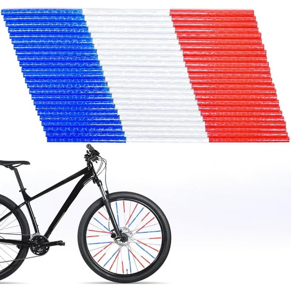 Bike Spoke Covers Reflective Bicycle Wheel Skins 72 Pcs for 4th of July (Red White Blue)