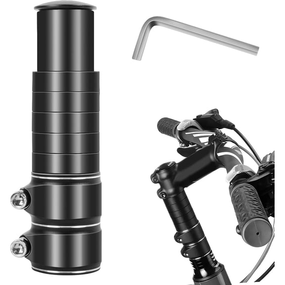 Bike Stem Riser Adjustable Bicycle Handlebar Extender Increases Bar Height Up to 5.3" for Most Bicycle Road Bike, MTB, BMX, Cycling (1-18" Black)