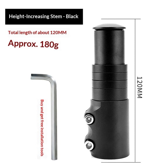 Bike Stem Riser Wake Bike Fork Stem Extender Bicycle Handlebar Raiser Head Up Adapter Suitable for Mountain Bike, Road Bike, MTB, BMX (Aluminium Alloy, Adjustable, Black)