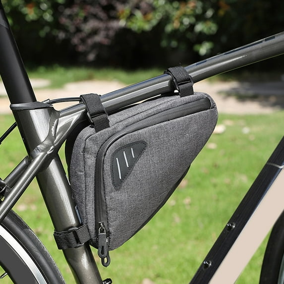 Bike Storage Bag, Bicycle Front Tube Frame Handlebar Saddle Triangle Basket Waterproof Pouch Pack Travel Bag Cycling Riding Accessories for Cell Phone/Wallet Road Mountain Cycling, Grey