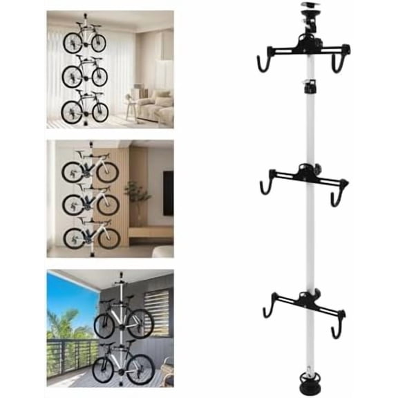 Bike Storage Rack,Indoor 3 Bike Bicycle Vertical Hanger Floor Parking Rack Storage Stand for Garages or Apartments Hook for Bicycles Mountain or Hybrid Bikes$$Sport & Recreation Other