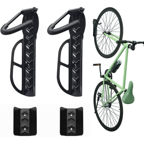 Bike Storage Rack for Garage, Wall Mount Bicycles Hanger with Tire Tray, 2-Pack Bike Storage System Vertical Bike Hooks