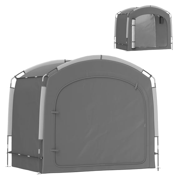 Bike Storage Shed Tent, Portable Waterproof Bicycle Shelter for 3-4 Bikes, Motorcycle Tent with Carry Bag, 210D Oxford Fabric, Dark Gray