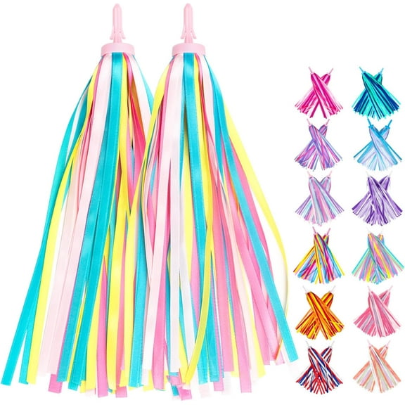 Bike Streamers Bike Tassels for Kids 1 Pair, Kids Bike Accessories Scooter Bicycle Tricycle Handlebar Streamers Handle Bar Grips Accessories for Girls and Boys