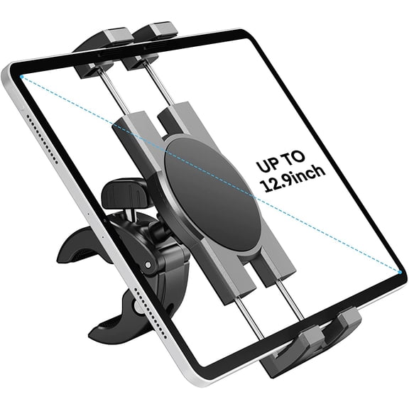 Bike Tablet Holder Mount, Phone iPad Stand Exercise Handlebar Mount for Stationary Bicycle, Treadmill, Microphone Stand, Fit Pro 12.9, Galaxy Tabs, iPhone(4.7-13)