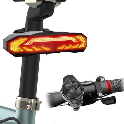 Bike Tail Light Smart Rear Bike Light with Turn Signals Brake Wireless Horn Alarm Auto On/Off USB C Rechargeable Bicycle Tail Light Waterproof Safety Back Lights with Rack Mount