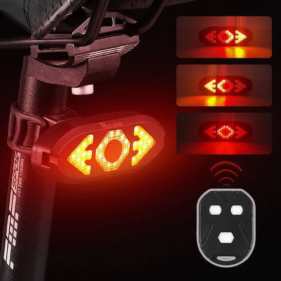 Bike Tail Light with Turn Signal, Wireless Remote Control LED Bike Lights, Rechargeable Waterproof Bike Tail Light, Safety Lights with Tweeter Horn Fits Any Road Bike