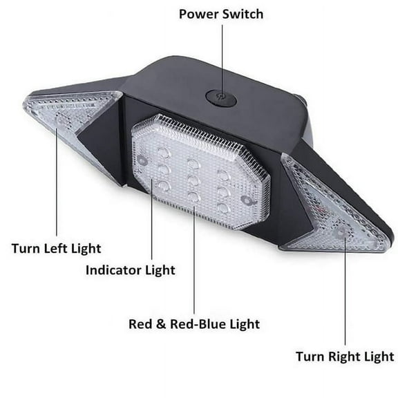 Bike Tail Light with Turn Signals, Wireless Remote Control Waterproof Bicycle Rear Light, Rechargeable Bike Turn Signals for Night Riding, Black