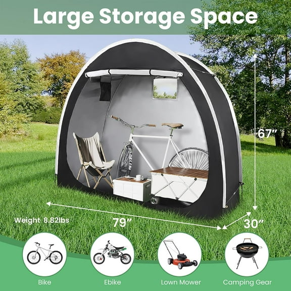 Bike Tent with Bicycle Racks Outdoor Portable Bicycle Storage Sheds with 210D Oxford 800ppm Waterproof for 2/3 Bikes, Covers Shelter for Motorcycle, Garden Tools, Lawn Mower