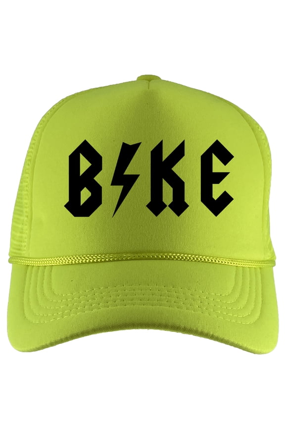 Bike Thunderbolt Adjustable Foam Trucker Hat w/ Rope Brim - Neon Yellow