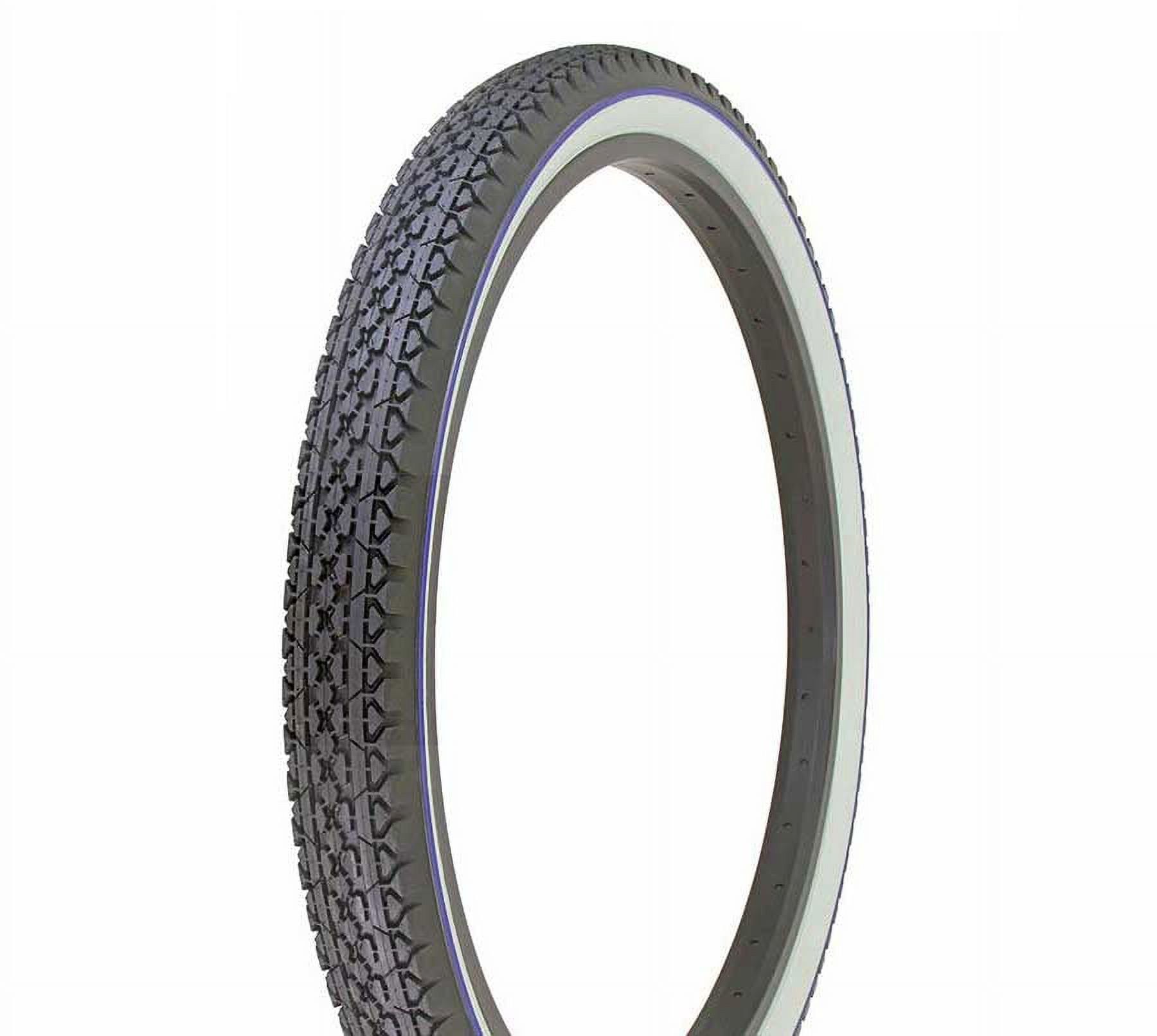 Bike Tire, Bicycle Tire Duro 26 x 2.125 Black/White Side Wall Blue Line HF-133. 26" Heavy Duty Diamond Tire 26 inch by 2.215 inch.