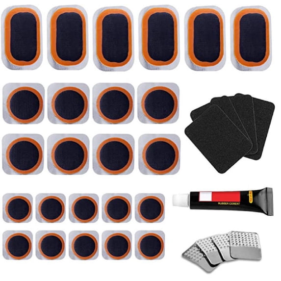 Bike Tire Kits Inner Tube Puncture Patch Kits 24 PCS Vulcanizing Metal Rasp For Inflatable Dinghies ATVs BMX And Motorcycles