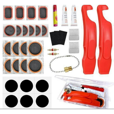Bike Tire Repair Kit Self-Adhesive Bike Tire Patch Kit Bike Tool Kit with Portable Storage Box Repair Kit
