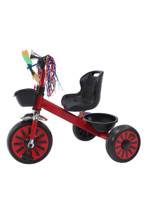 Bike for Toddler Kids Classic Tricycle Low Positioned Steel Trike Frame with Bell and Handlebar Tassels Toddler Tricycle for Boys and Girls Ages 2-5 Year Old, Red\Pink