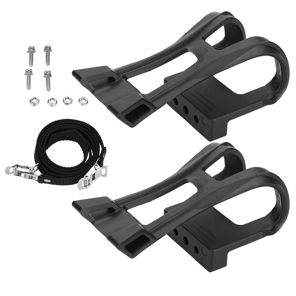 Bike Toe Clip, Bike Pedal Adjustable Straps, Plastic Black Adjustable