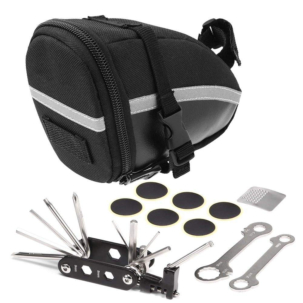 Bike Tool Saddle Bag Cycling Seat Pack 14 in 1 Multi Function Tool Kit