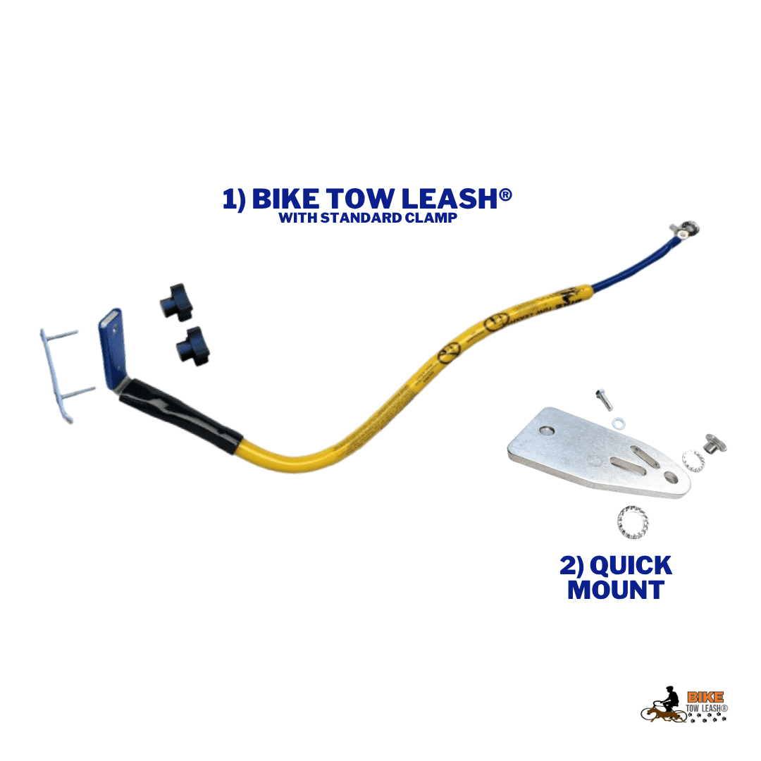 Bike Tow Leash Quick Mount Kit - Right Side Attachment - Hands Free Dog Leash - Fits Most Bikes, E-Bikes & Recumbents - Made in USA, Safe & Fun for You and Your Dog! (Yellow)