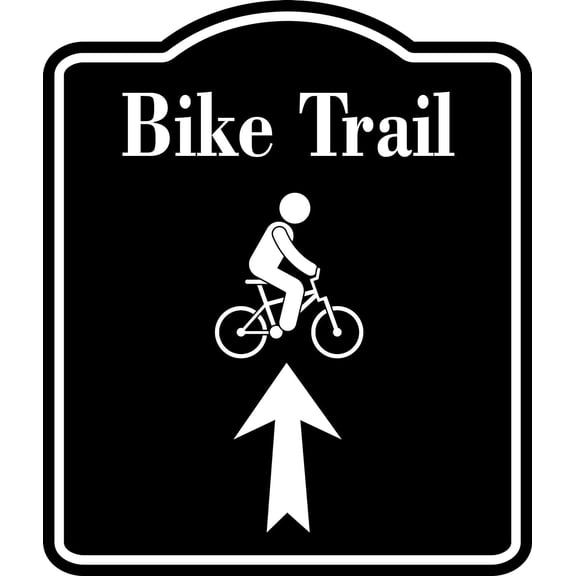 Bike Trail Symbol Up Arrow BLACK Aluminum Composite Sign, 8.5"x10"