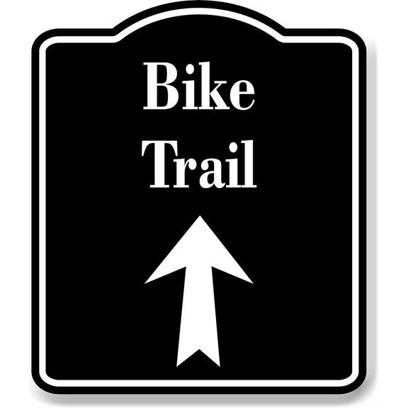 Bike Trail Up Arrow BLACK Aluminum Composite Sign, 8.5"x10"
