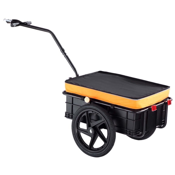 Bike Trailer 88lbs Capacity - Heavy Duty Wagon Cart - Foldable Bike Cargo Trailer with Universal Hitch & Waterproof Cover - 16" Wheels - Fits 24-28" Bikes