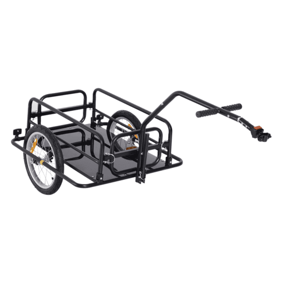Bike Trailer for Passengers, 88 lbs Capacity - Folding Cargo Trailer with 16" Tires, Steel Frame, Quick Release Hitch - Black