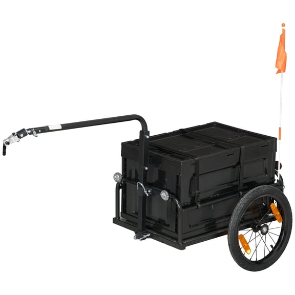 Bike Trailer with Detachable Cargo Box, Heavy-Duty Galvanized Base for Cycling Gear Transport