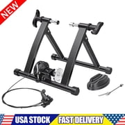 Bike Trainer Stand, Magnetic Stationary Bike Stand Fits 26"-28" and 700C Wheels, Adjustable 6-Level Resistance Bike Trainer with Quick Release Lever and Front Wheel Riser Block for Indoor Riding
