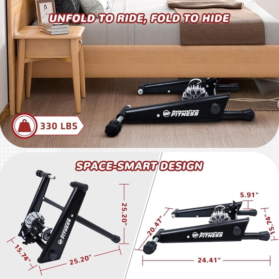Bike Trainer Stand Steel Bicycle Exercise Fluid Magnetic Stand with Front Wheel Riser Block,Multiple Options