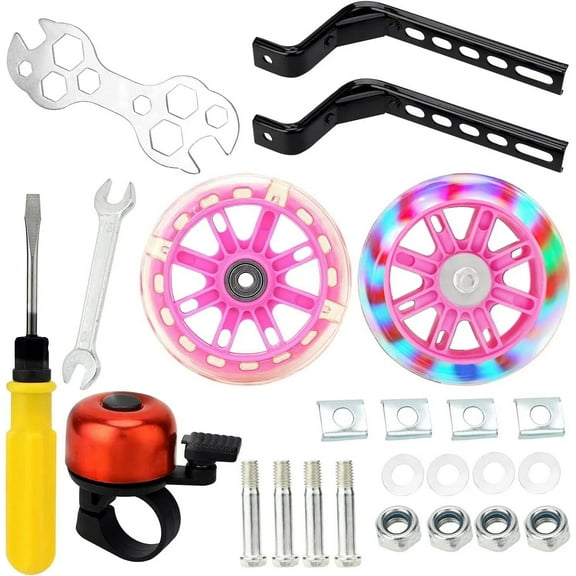 Bike Training Wheels for 12 14 16 18 20 Inch Kids Bike, Heavy Duty Bicycle Flash Training Wheel for Single Speed Bike